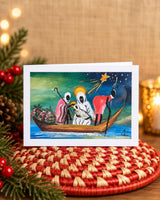 Handmade African Nativity Christmas Card | Folk Art Holiday Greetings