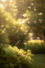 Wooden hanging birds