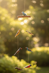 Wooden hanging birds