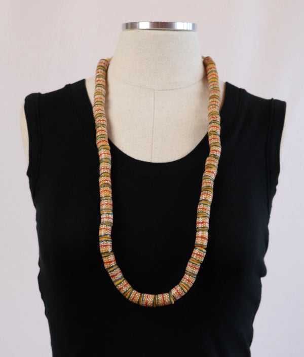 Trade Bead Necklace - Yellow/Green/Red