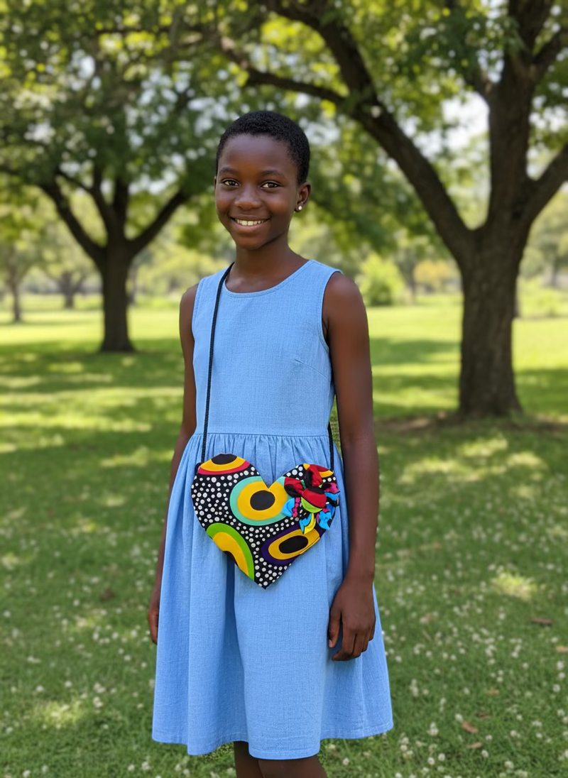 Heart shaped Ankara purse