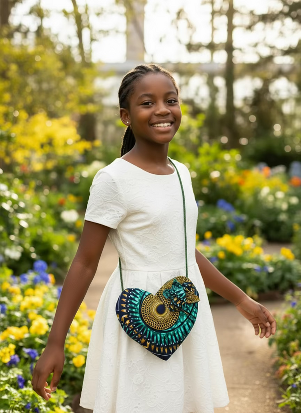 Heart shaped Ankara purse