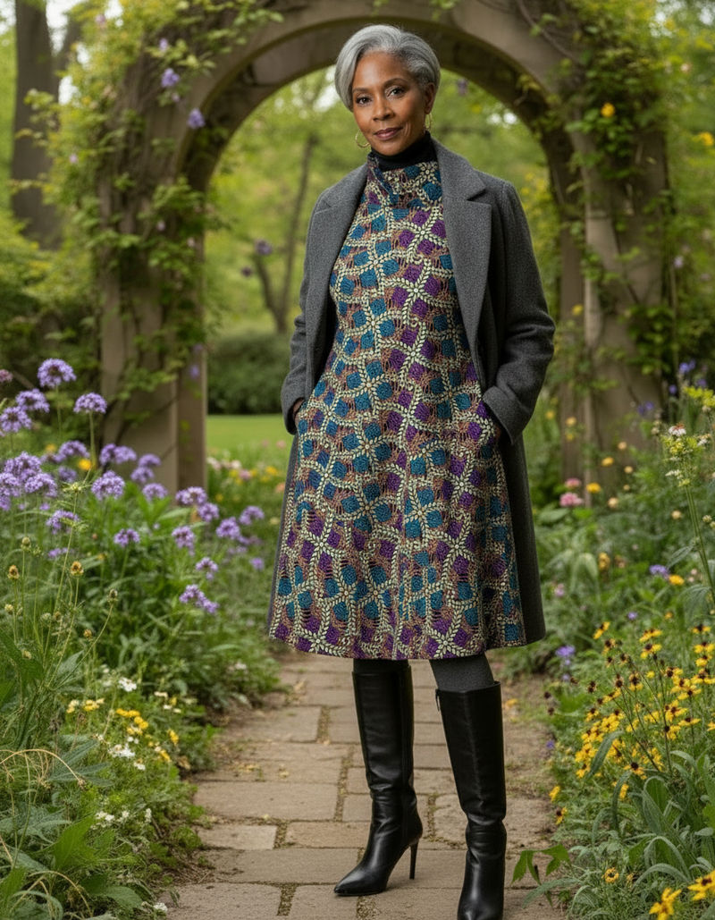 Olivia Dress (purple, blue, beige)