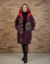 Navy & Red Mandala Print