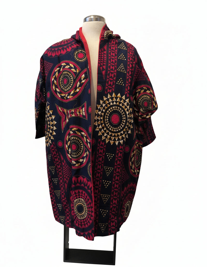 Navy & Red Mandala Print