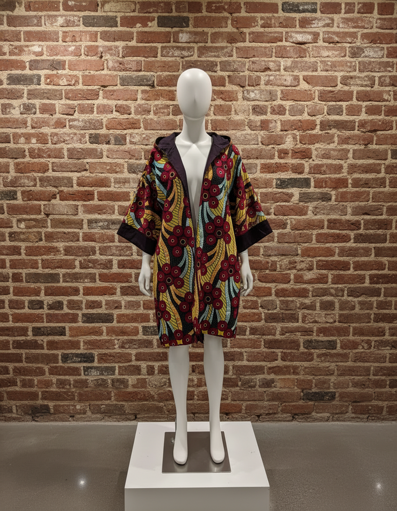 Mustard & Teal Ankara Reversible Hoodie