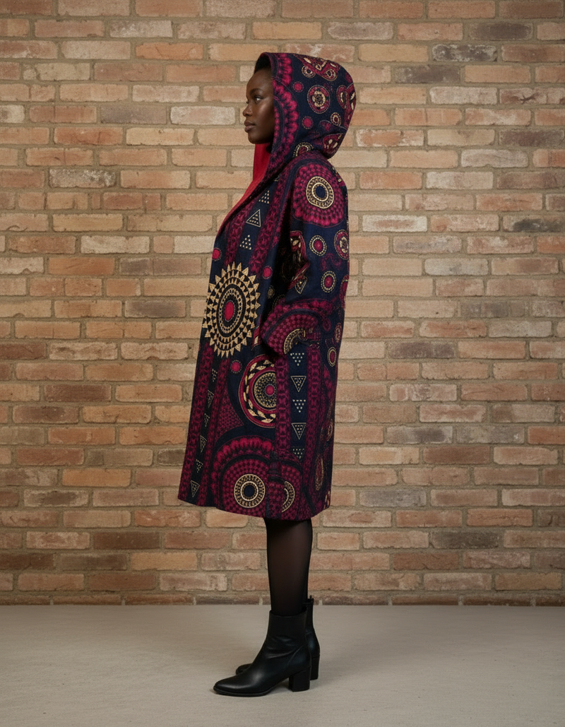 Navy & Red Mandala Print