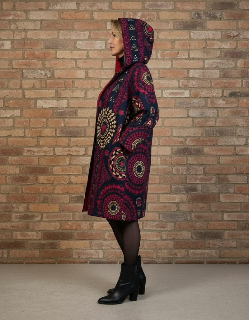 Navy & Red Mandala Print