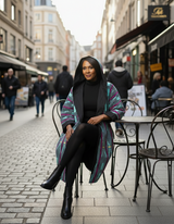 Black Lined Teal Stripe Hoodie