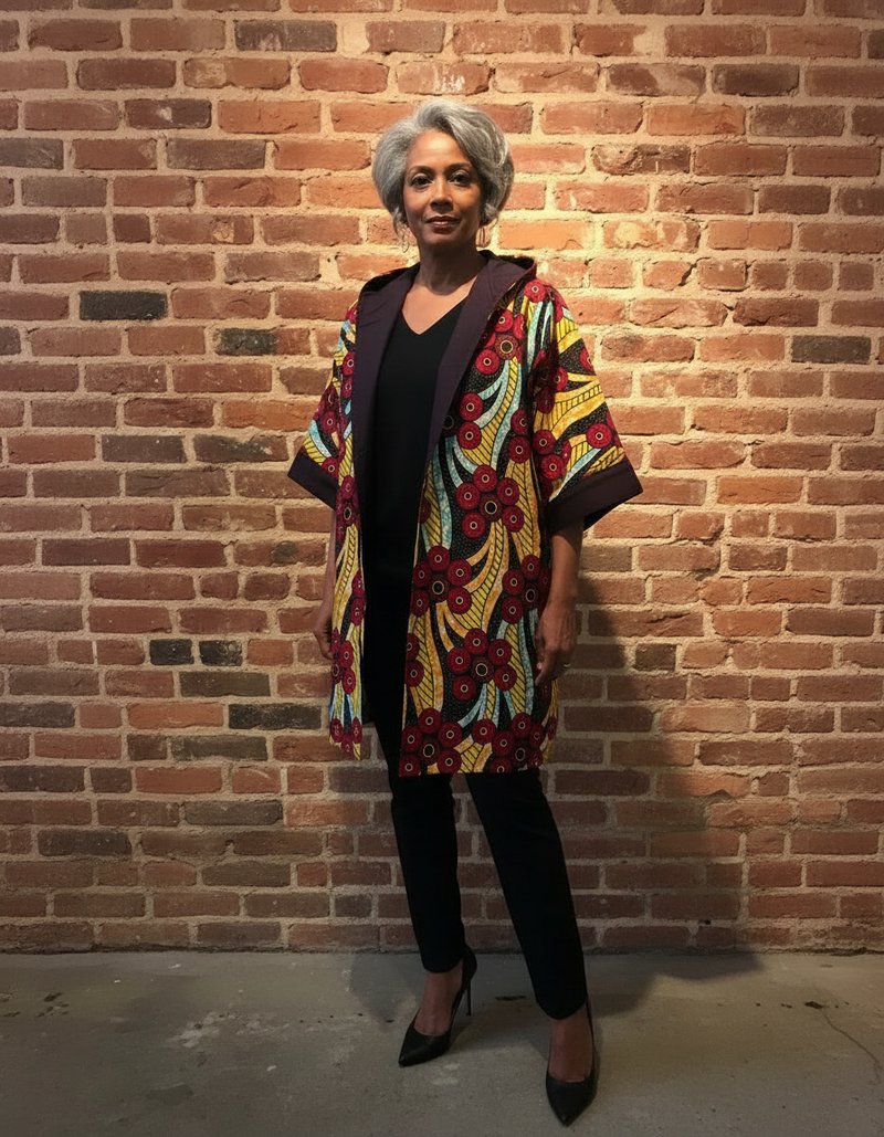 Mustard & Teal Ankara Reversible Hoodie