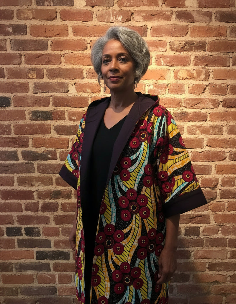 Mustard & Teal Ankara Reversible Hoodie