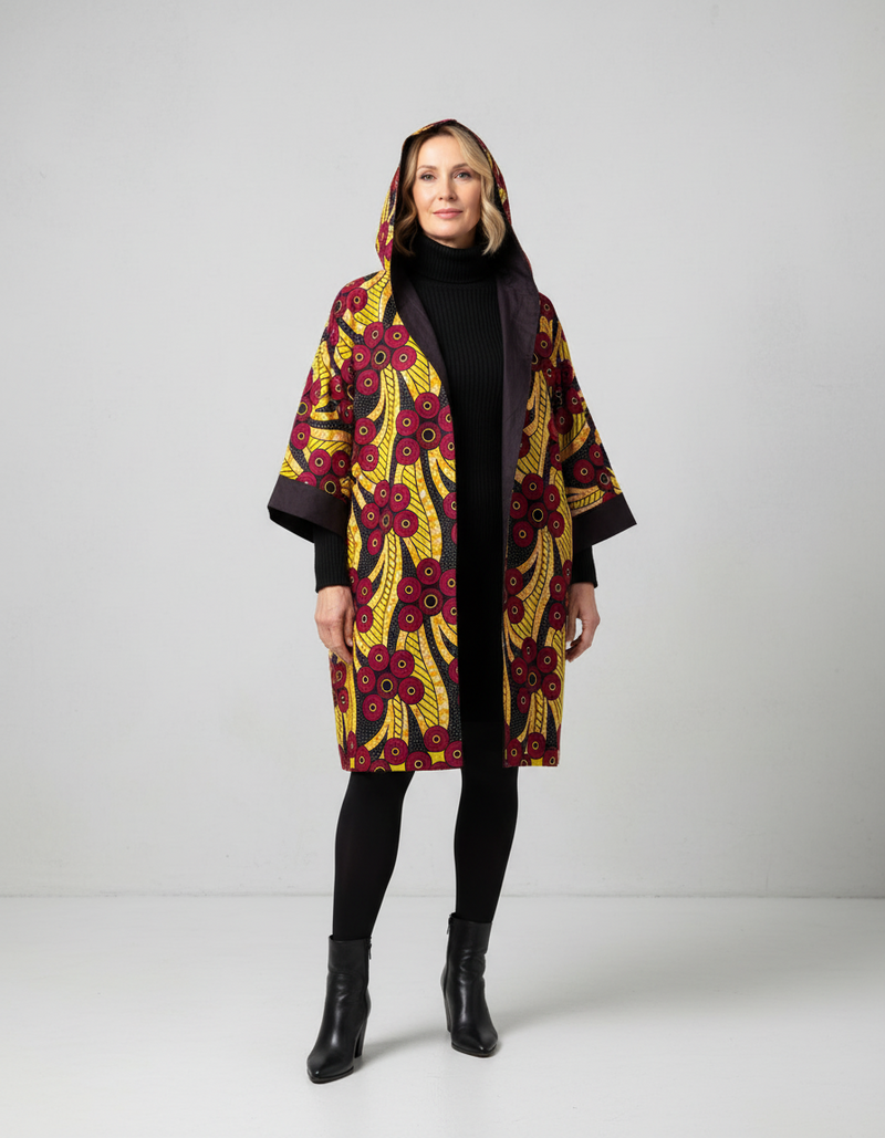 Mustard & Teal Ankara Reversible Hoodie