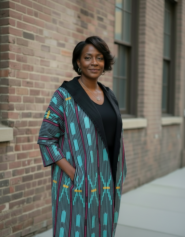 Black Lined Teal Stripe Hoodie