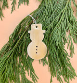 Handcrafted Small Cowhorn Snowman Ornament