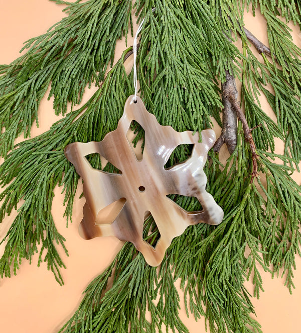 Handcrafted Cowhorn Snowflake Ornament