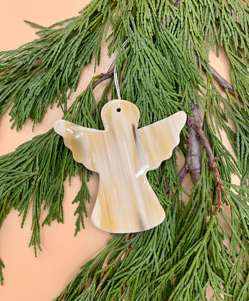Handcrafted Cowhorn Angel Ornament