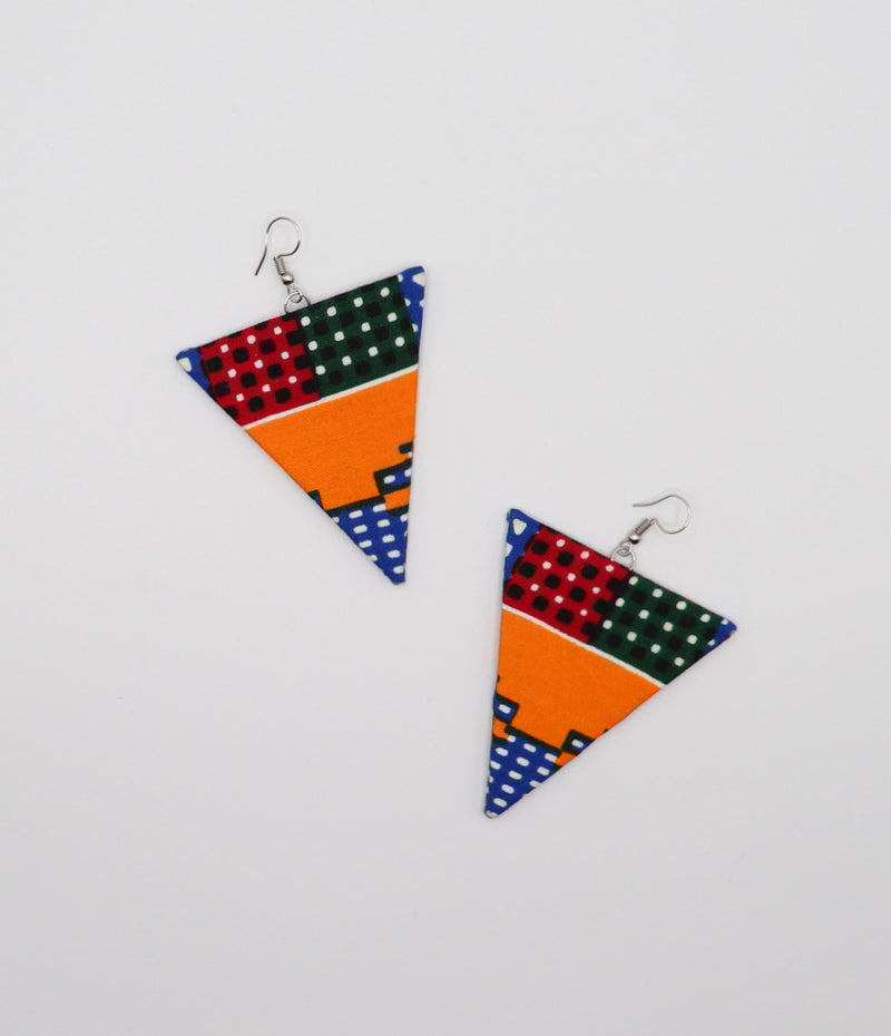 Ankara Triangle Earrings - Large