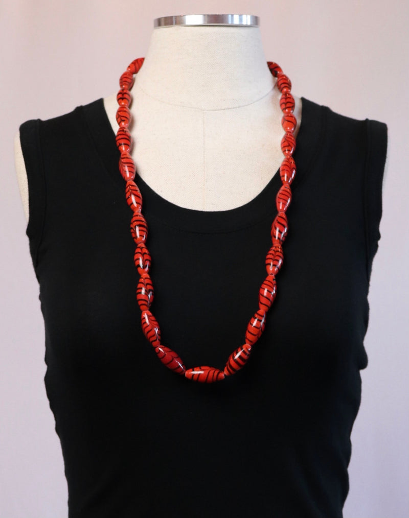 Trade Bead Necklace - Red & Black