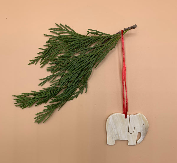 Handcrafted Cowhorn Elephant Ornament