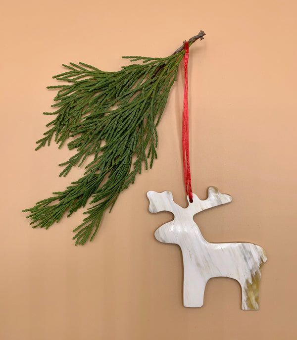 Handcrafted Cowhorn Moose Ornament
